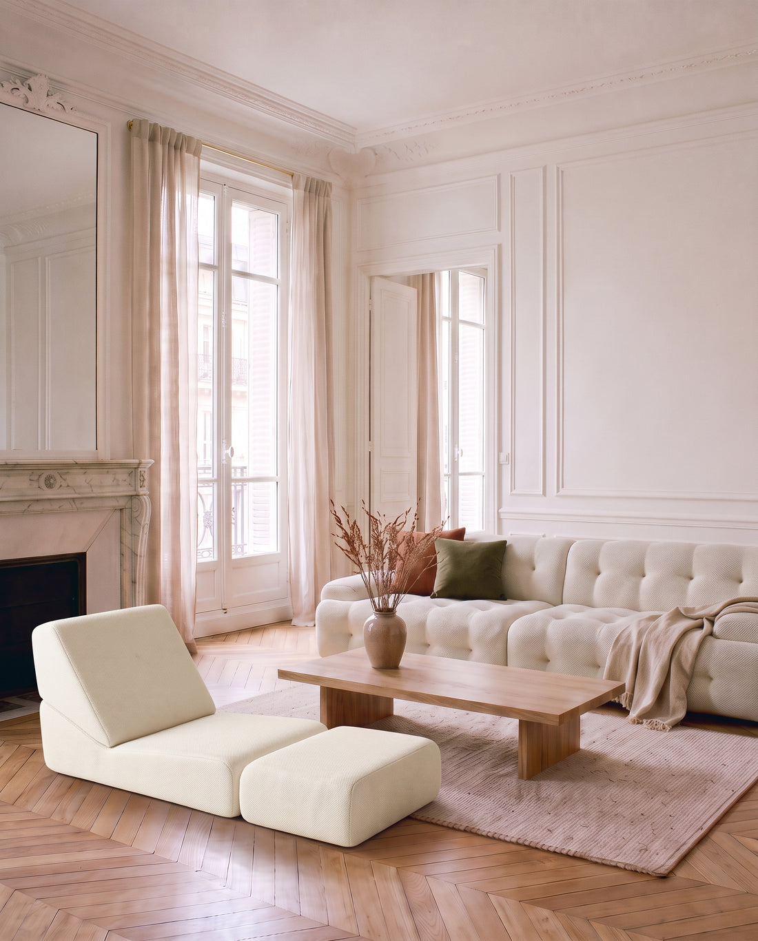 La Dépliable écru en chaise longue