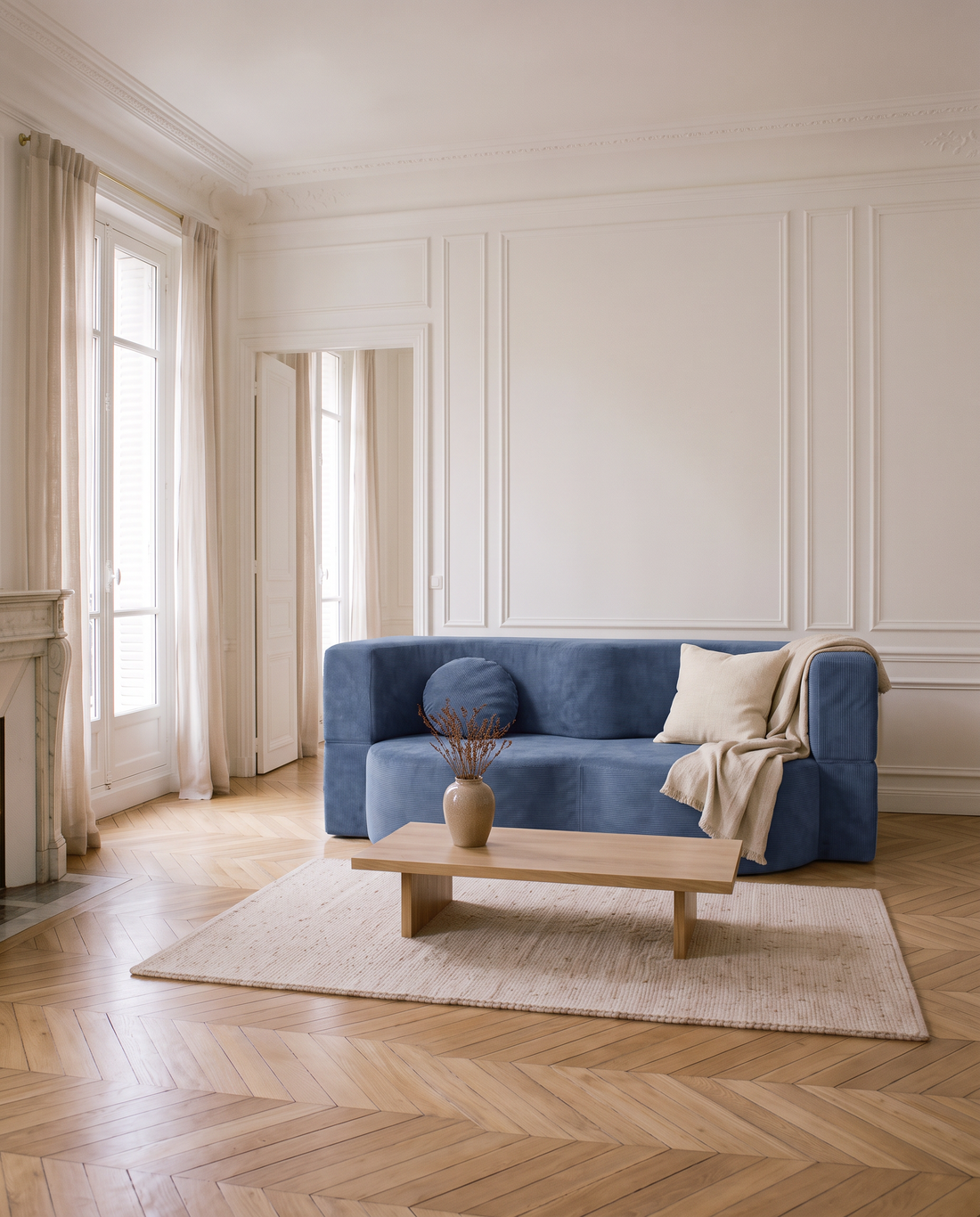 Le Convertible bleu dans le salon