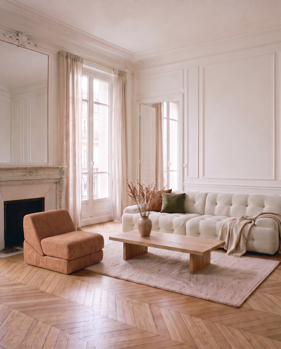 La Dépliable terracotta en chauffeuse