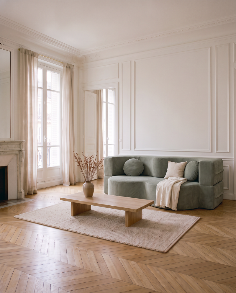 Le Convertible sauge dans le salon